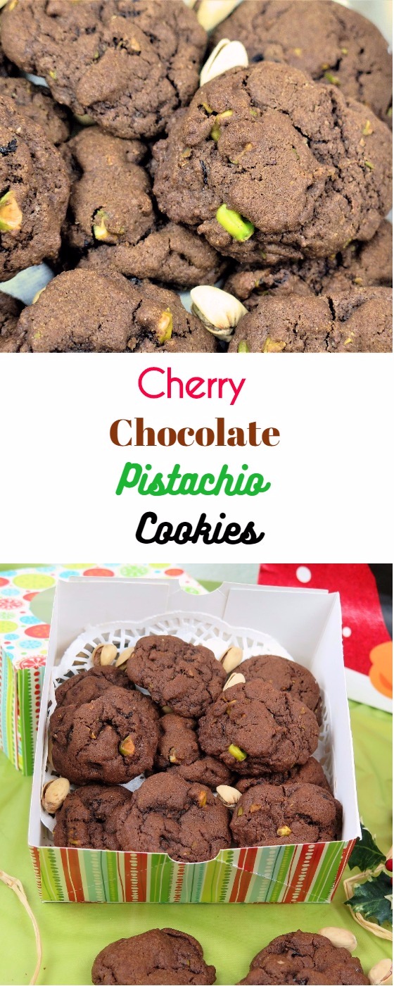 Cherry Chocolate Pistachio Cookies #SundaySupper