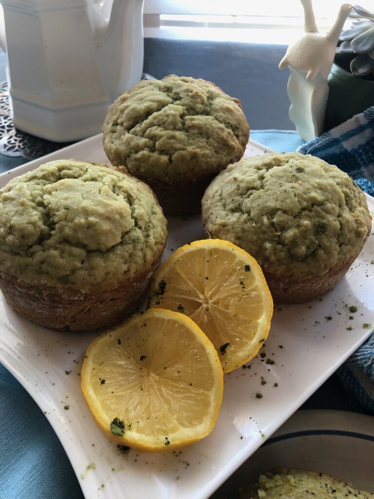 lemon matcha muffins